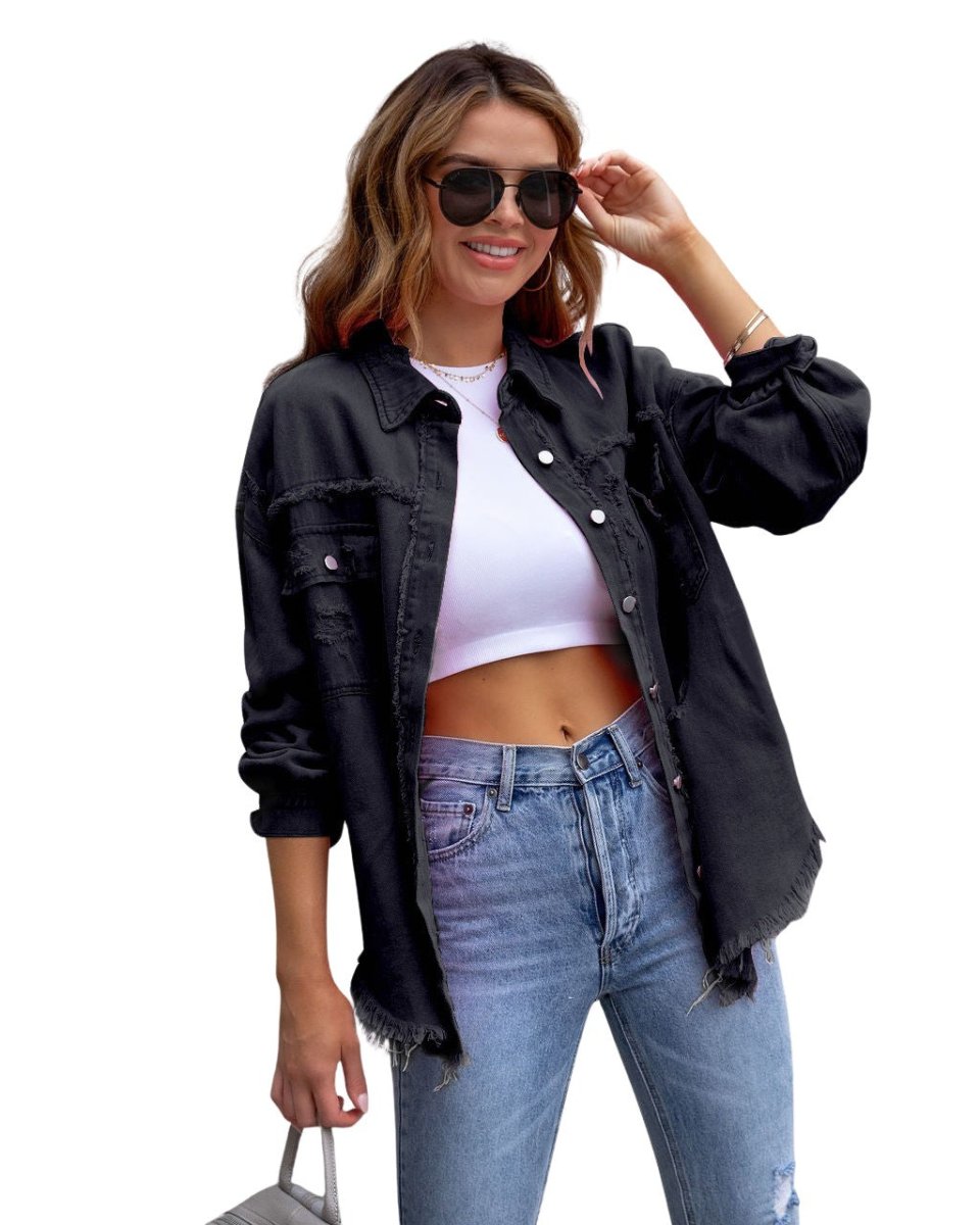 Maïane™ | Casual Shirt - Jacket with Frayed Edges