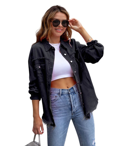 Maïane™ | Casual Shirt - Jacket with Frayed Edges