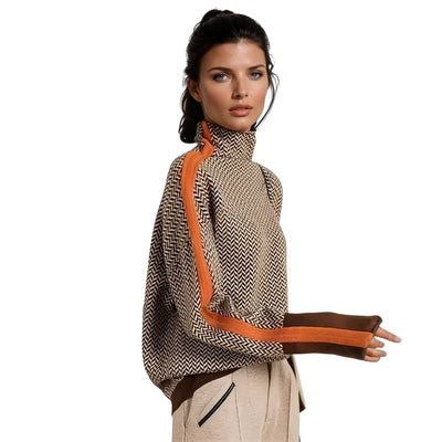 Malou | High Neck Sweater with Striking Contrast Stripes
