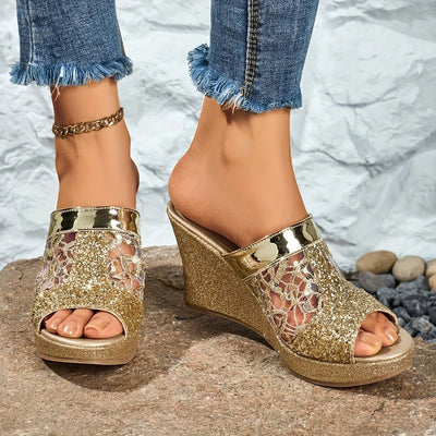 MARIEL | SEQUINED WEDGE HEELS