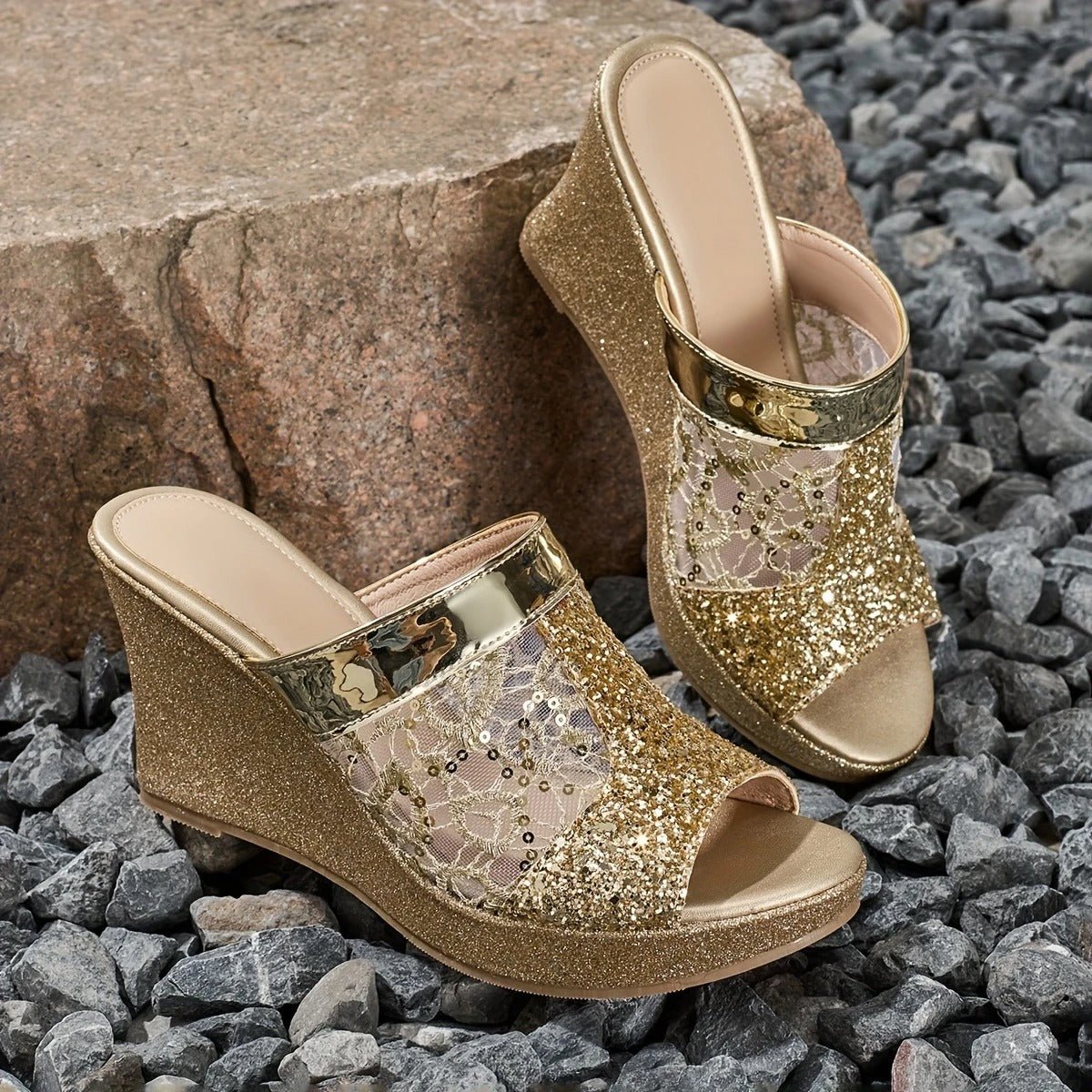MARIEL | SEQUINED WEDGE HEELS