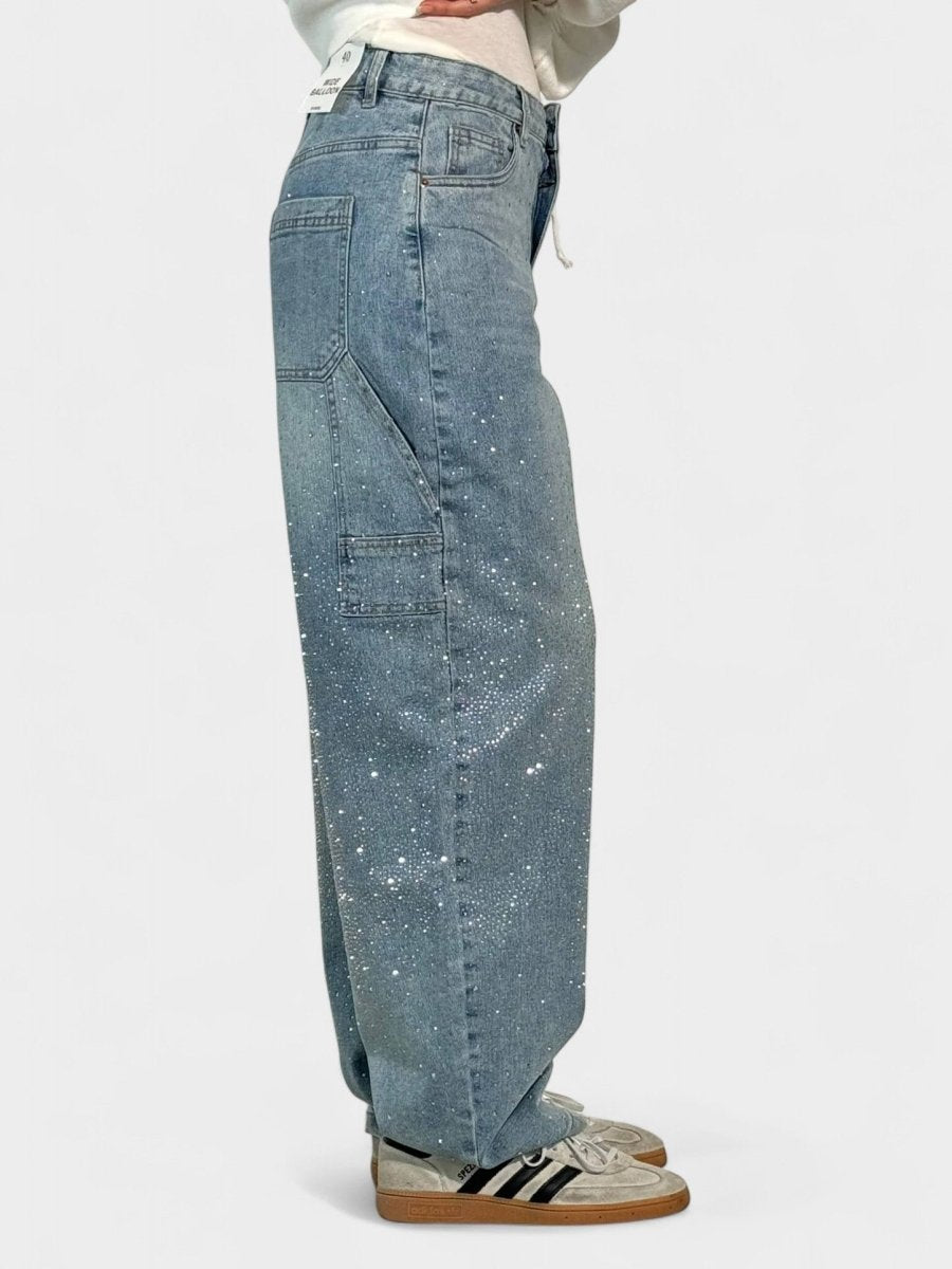 Mary | Diamond - Embellished Balloon Jeans