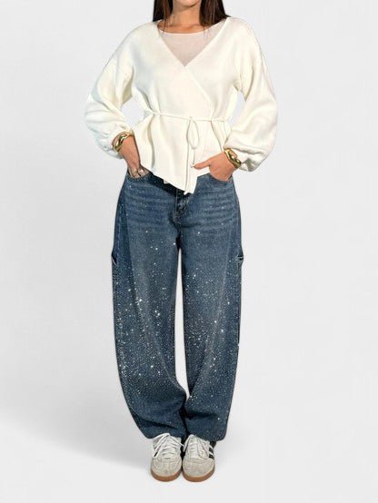 Mary | Diamond - Embellished Balloon Jeans