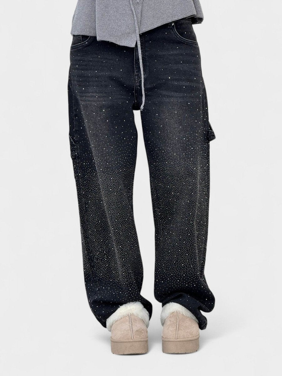 Mary | Diamond - Embellished Balloon Jeans