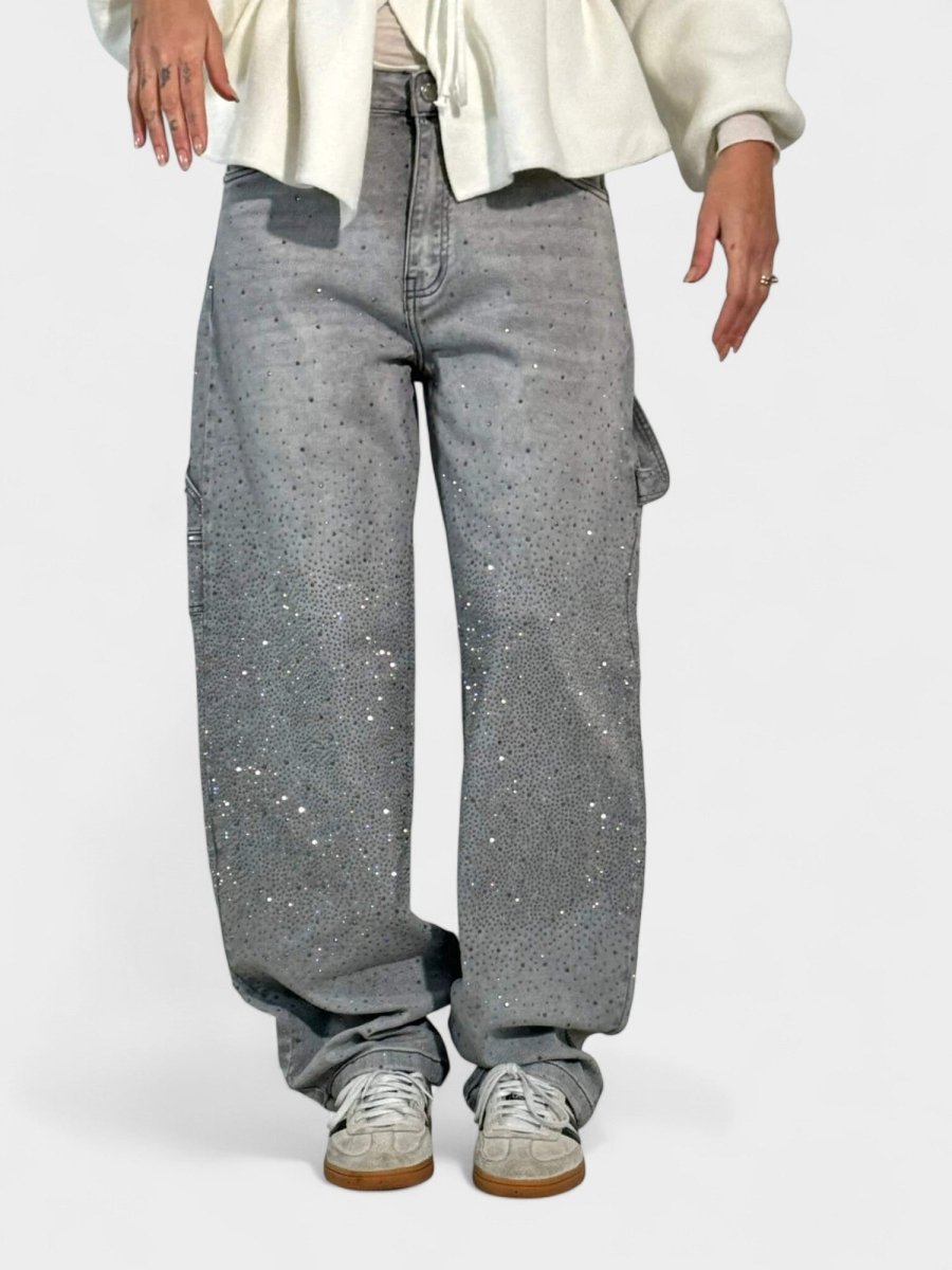 Mary | Diamond - Embellished Balloon Jeans
