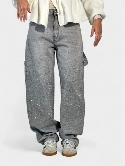 Mary | Diamond - Embellished Balloon Jeans