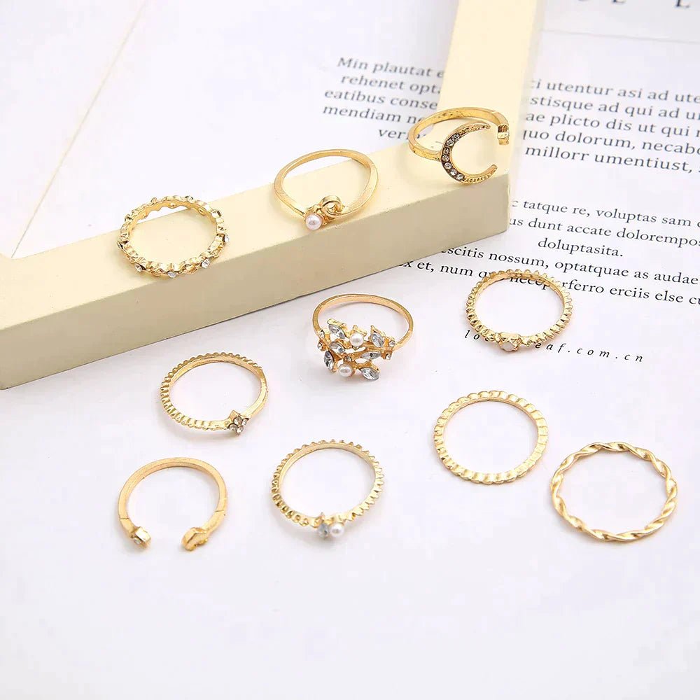 MATHILDA | 10 - PACK BOHO - INSPIRED GOLD RINGS