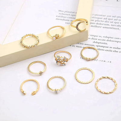 MATHILDA | 10 - PACK BOHO - INSPIRED GOLD RINGS