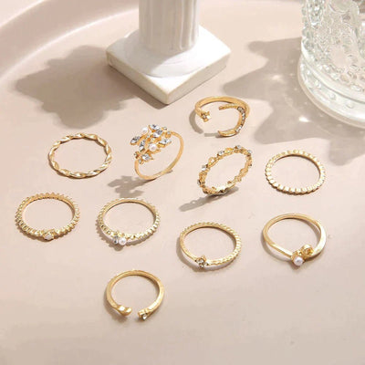 MATHILDA | 10 - PACK BOHO - INSPIRED GOLD RINGS