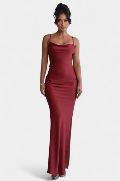 Mercedes | Cowl Back Floral Trim Bridal Dress