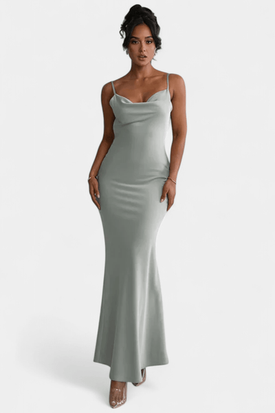 Mercedes | Cowl Back Floral Trim Bridal Dress