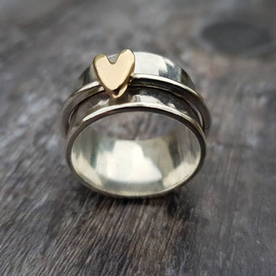 MINDY | SILVER GOLDEN HEART RING