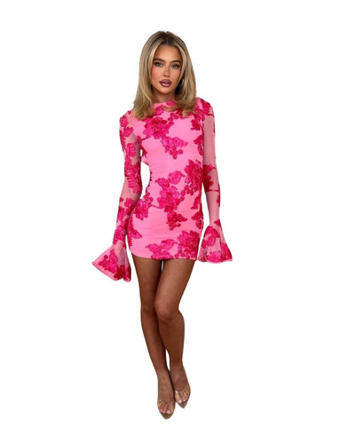 Mirella™ | Floral Dress with Flared Sleeves — Summer Charm