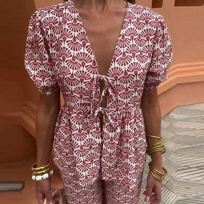 Nahia™ | Chic printed flowy set, summer charm