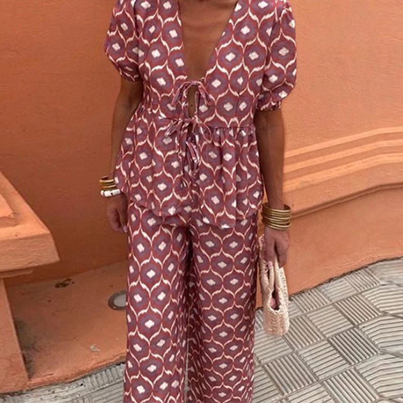 Nahia™ | Chic printed flowy set, summer charm