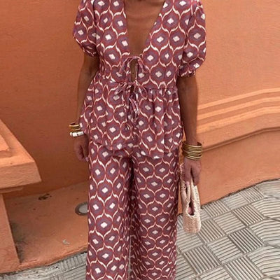 Nahia™ | Chic printed flowy set, summer charm