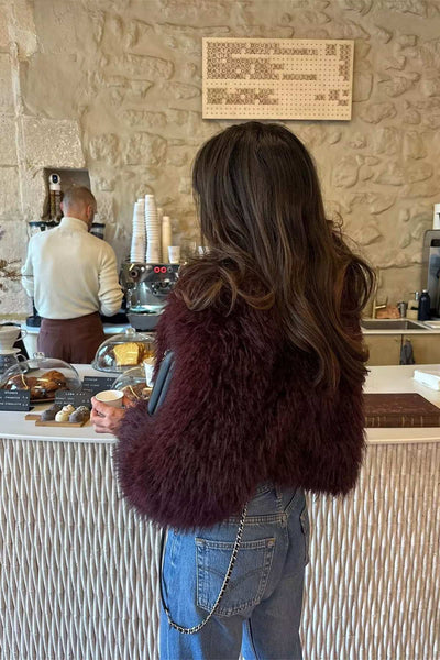 Noemi | Cropped Fluffy Jacket With Notch Lapel