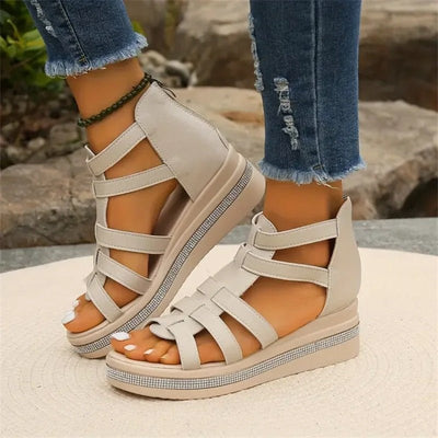 RENEE | STYLISH RHINESTONE WEDGE SANDALS