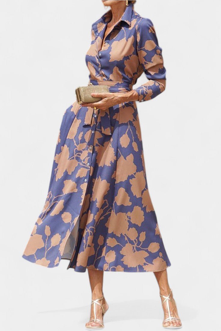 Samaria | Floral Collared Button Midi Dress