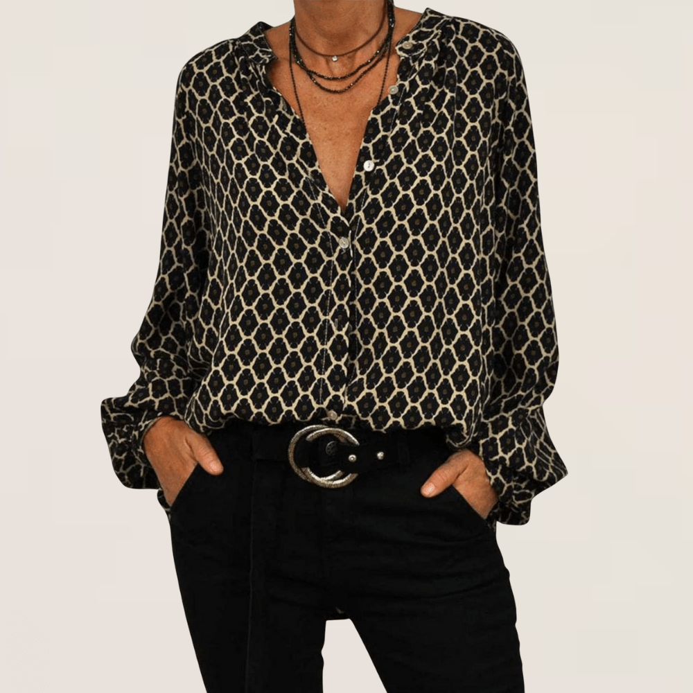Serelina | Geometric V - Neck Blouse