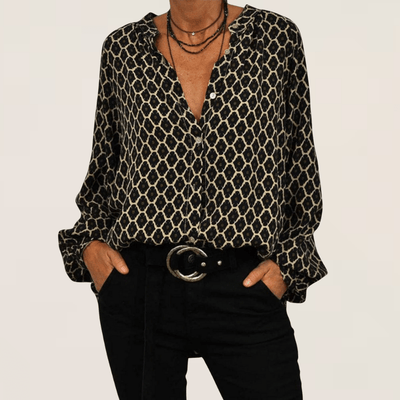 Serelina | Geometric V - Neck Blouse