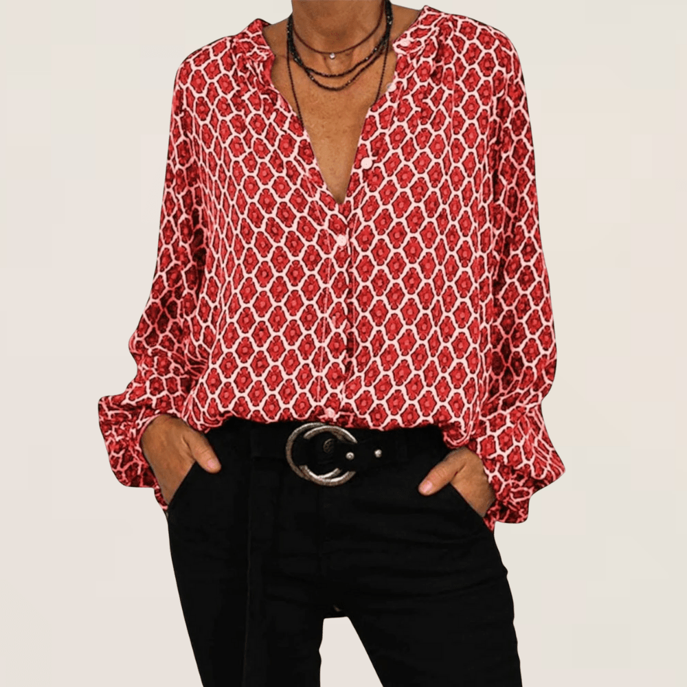 Serelina | Geometric V - Neck Blouse