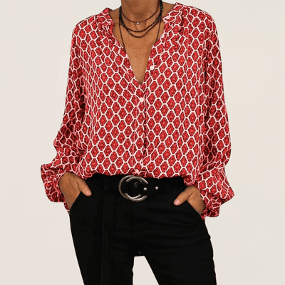 Serelina | Geometric V - Neck Blouse
