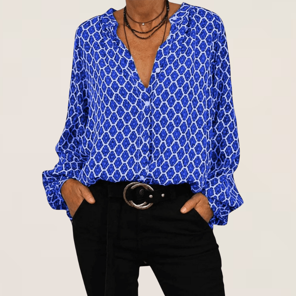 Serelina | Geometric V - Neck Blouse