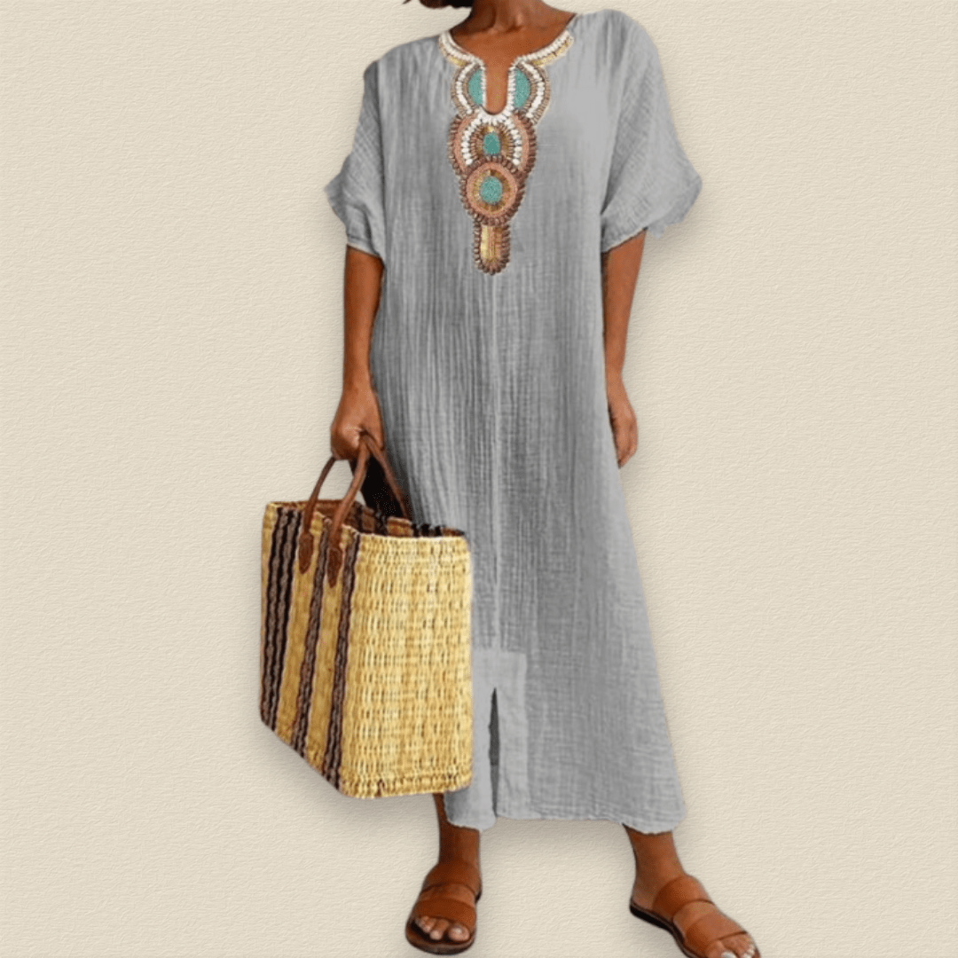 Soliane | Summer Embroidered Maxi Dress