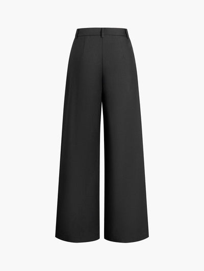 Solid Wide Leg Pants Without Belt