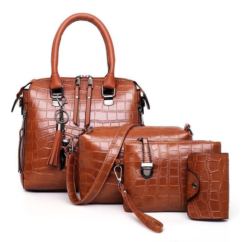 SOPHIA | VINTAGE CROCODILE PATTERN 4 - 9IECE BAG