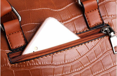 SOPHIA | VINTAGE CROCODILE PATTERN 4 - 9IECE BAG