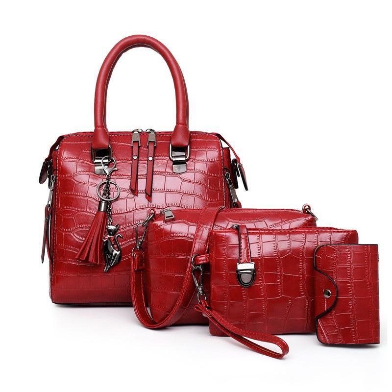 SOPHIA | VINTAGE CROCODILE PATTERN 4 - 9IECE BAG