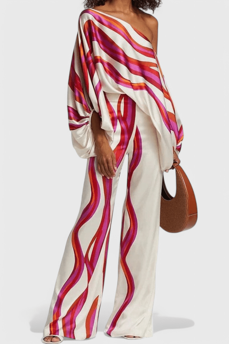 Sybella | Off - Shoulder 2 Piece Set with Wide - Leg Pants