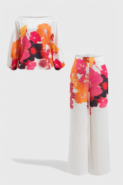 Sybella | Off - Shoulder 2 Piece Set with Wide - Leg Pants