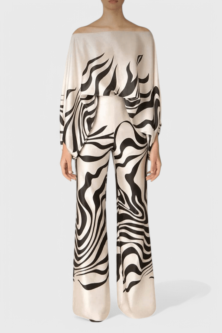 Sybella | Off - Shoulder 2 Piece Set with Wide - Leg Pants