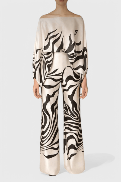 Sybella | Off - Shoulder 2 Piece Set with Wide - Leg Pants