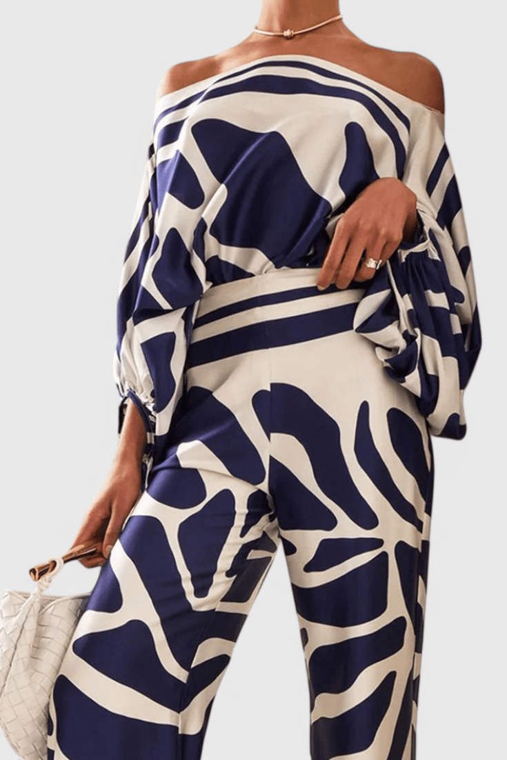 Sybella | Off - Shoulder 2 Piece Set with Wide - Leg Pants