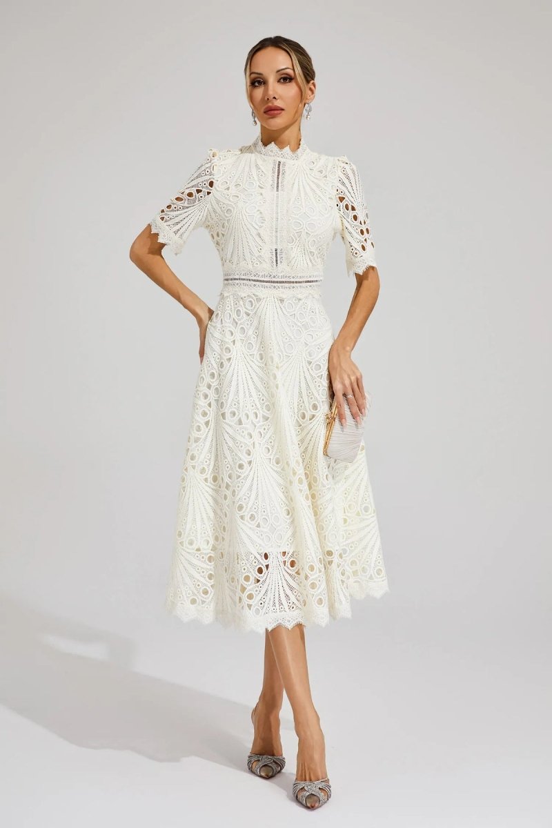 TINA | ELEGANT FLOWER EMBROIDERED DRESS