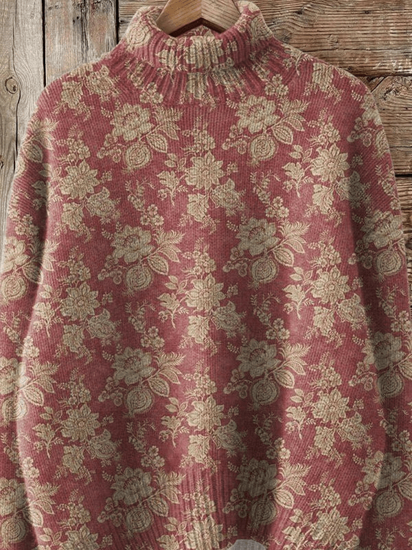 Vintage Style Sweater with Floral Print