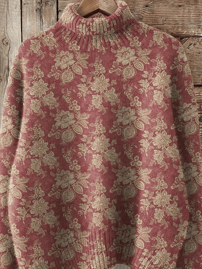 Vintage Style Sweater with Floral Print