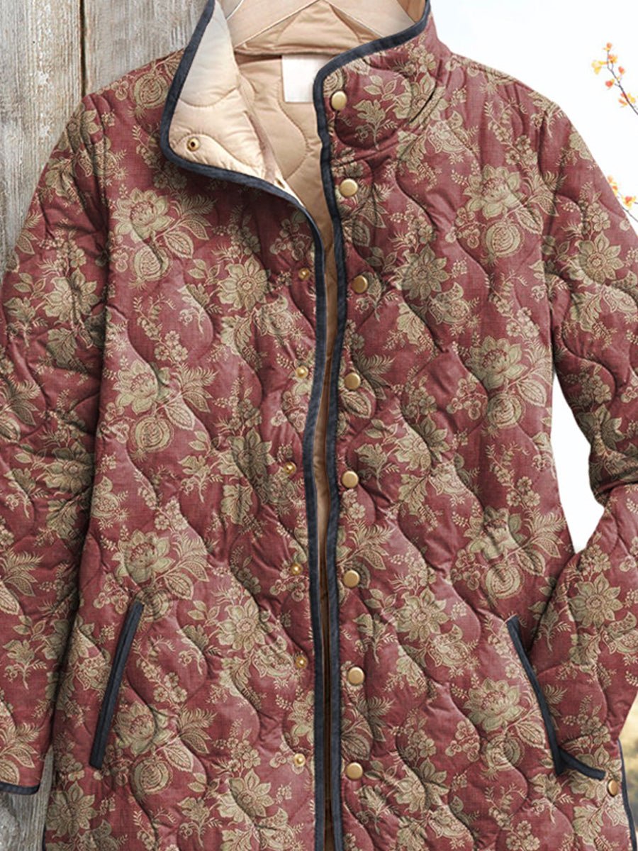 Vintage Style Women's Jacket with Floral Pattern