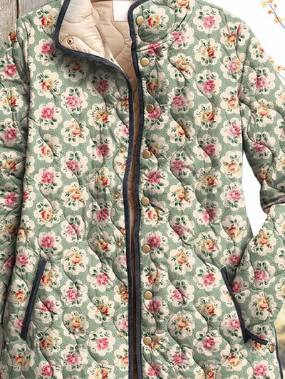 Women's Vintage Charming Jacket Art Print with Flowers