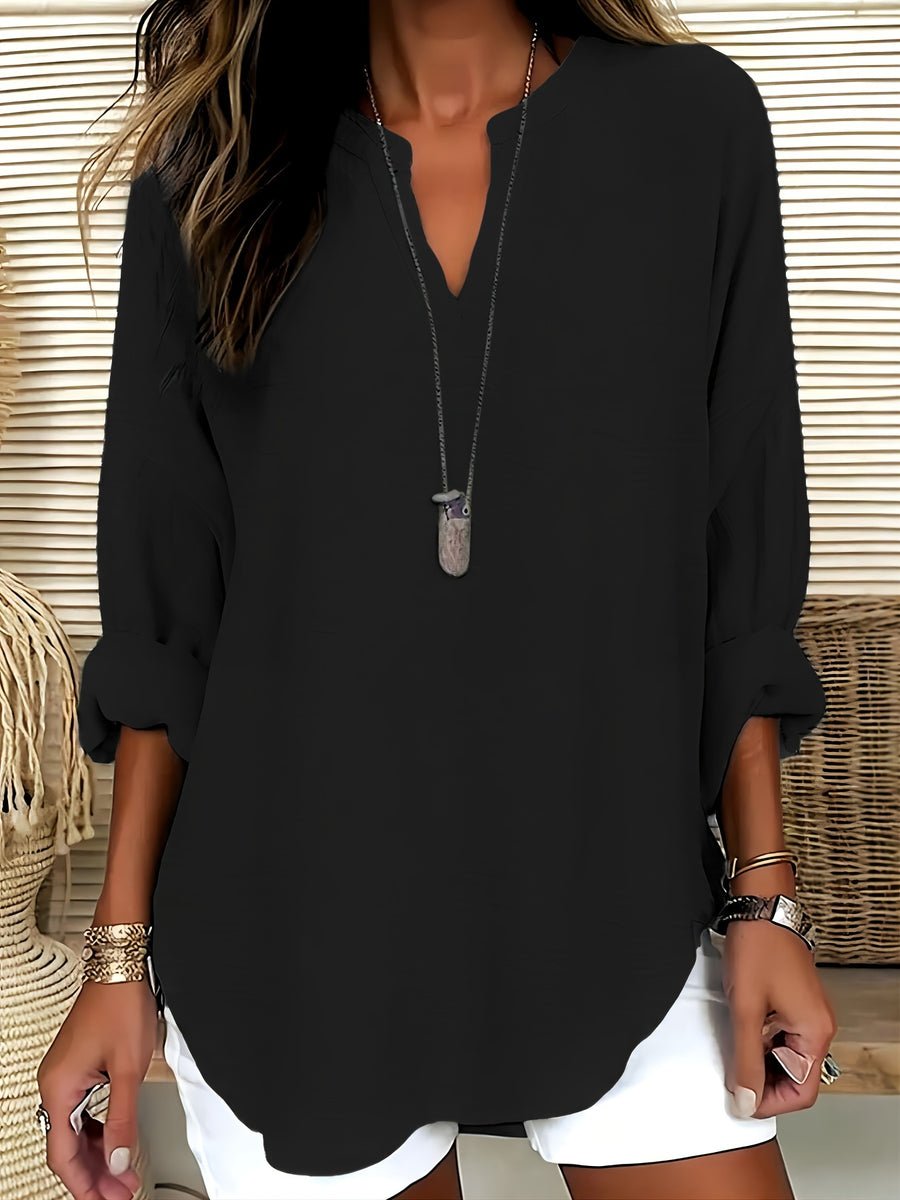 YAHNA | CLASSIC LONG SLEEVE V - NECK TOP