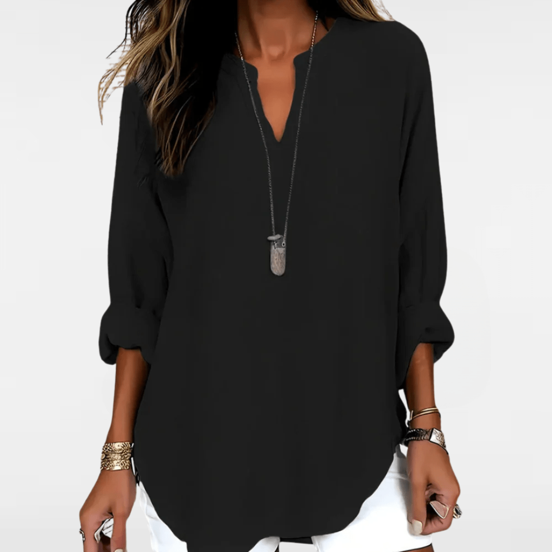 YAHNA | CLASSIC LONG SLEEVE V - NECK TOP