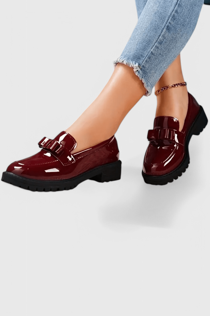 Zinnia | Bow Detail Block Heel Loafers